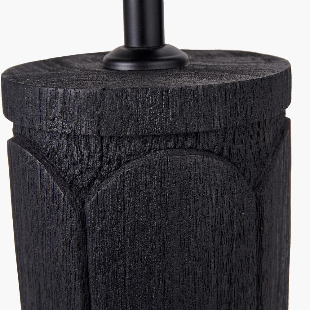 Aurelia Embossed Black Wood Tall Table Lamp Base.