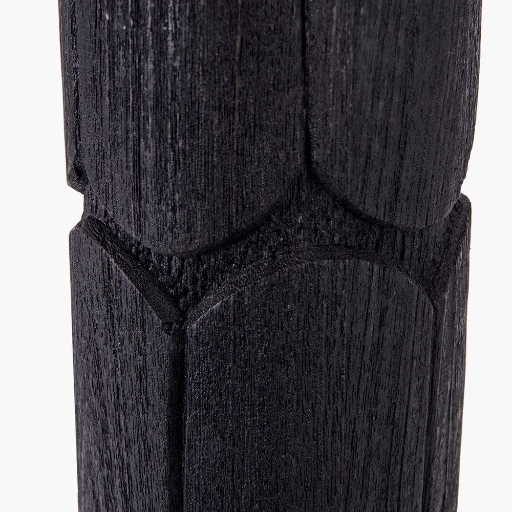 Aurelia Embossed Black Wood Tall Table Lamp Base.