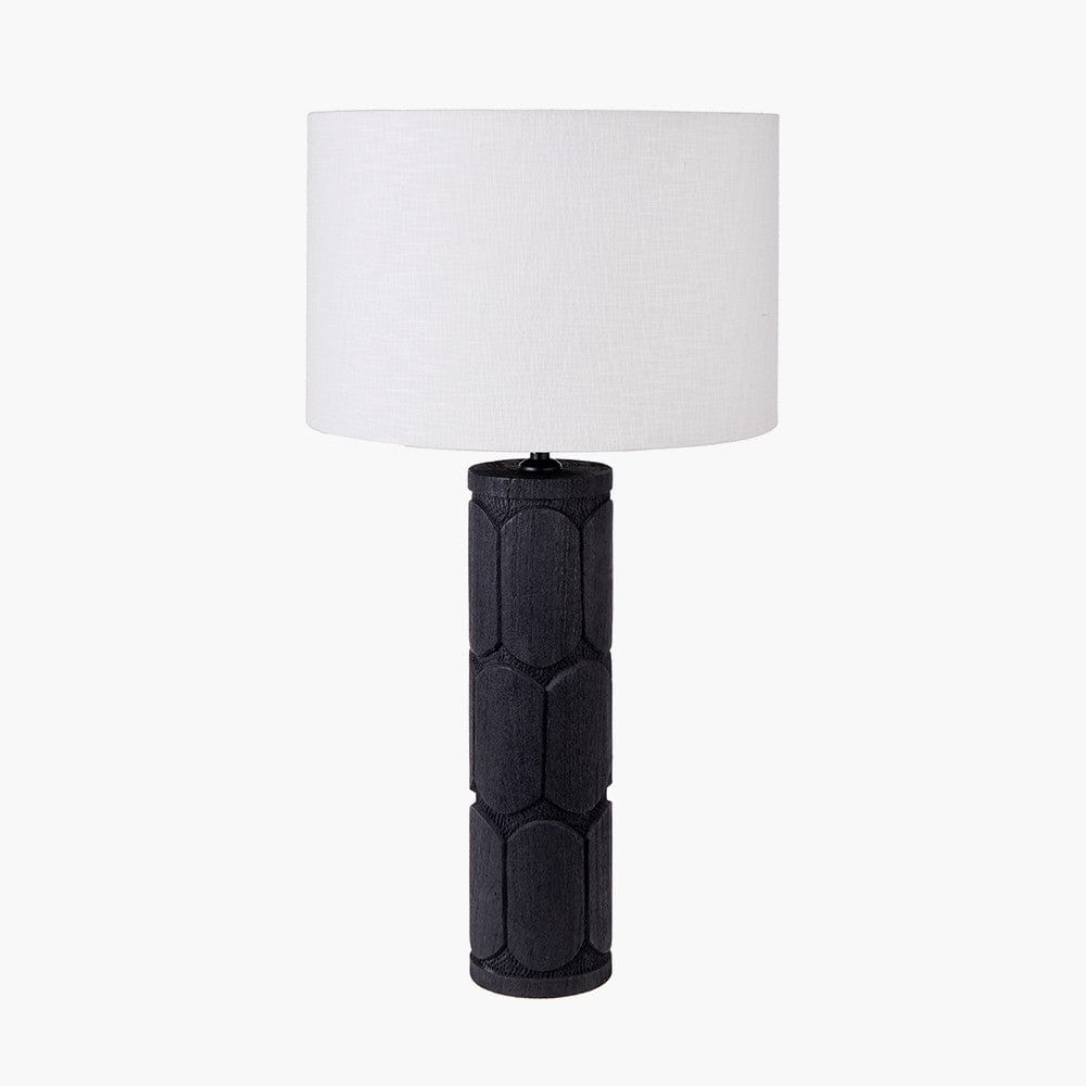 Aurelia Embossed Black Wood Tall Table Lamp Base.