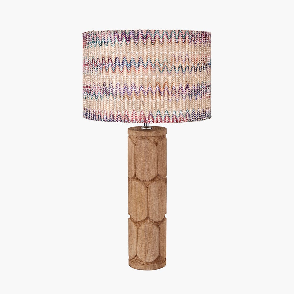 Aurelia Embossed Natural Wood Tall Table Lamp Base.