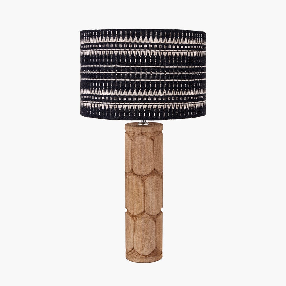 Aurelia Embossed Natural Wood Tall Table Lamp Base.