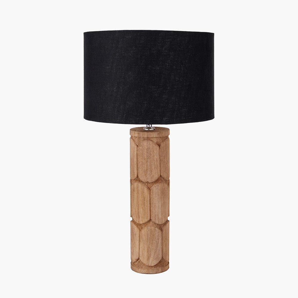 Aurelia Embossed Natural Wood Tall Table Lamp Base.