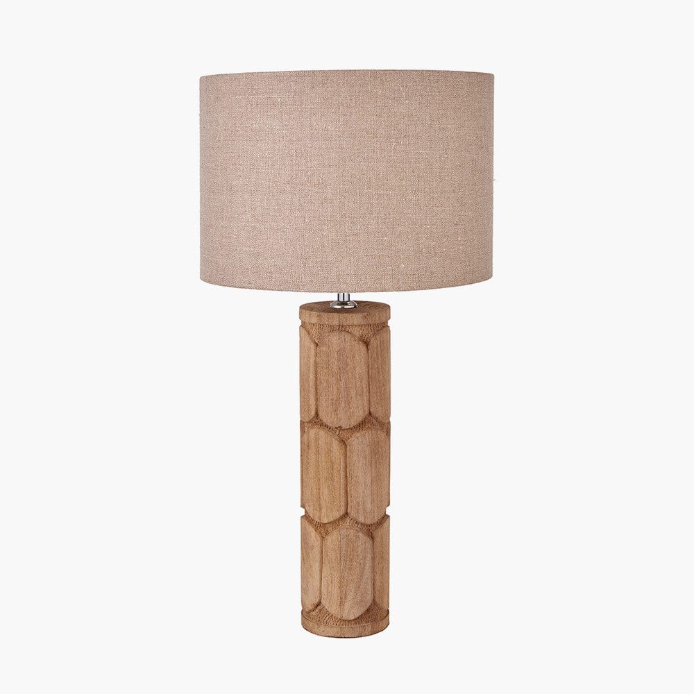 Aurelia Embossed Natural Wood Tall Table Lamp Base.