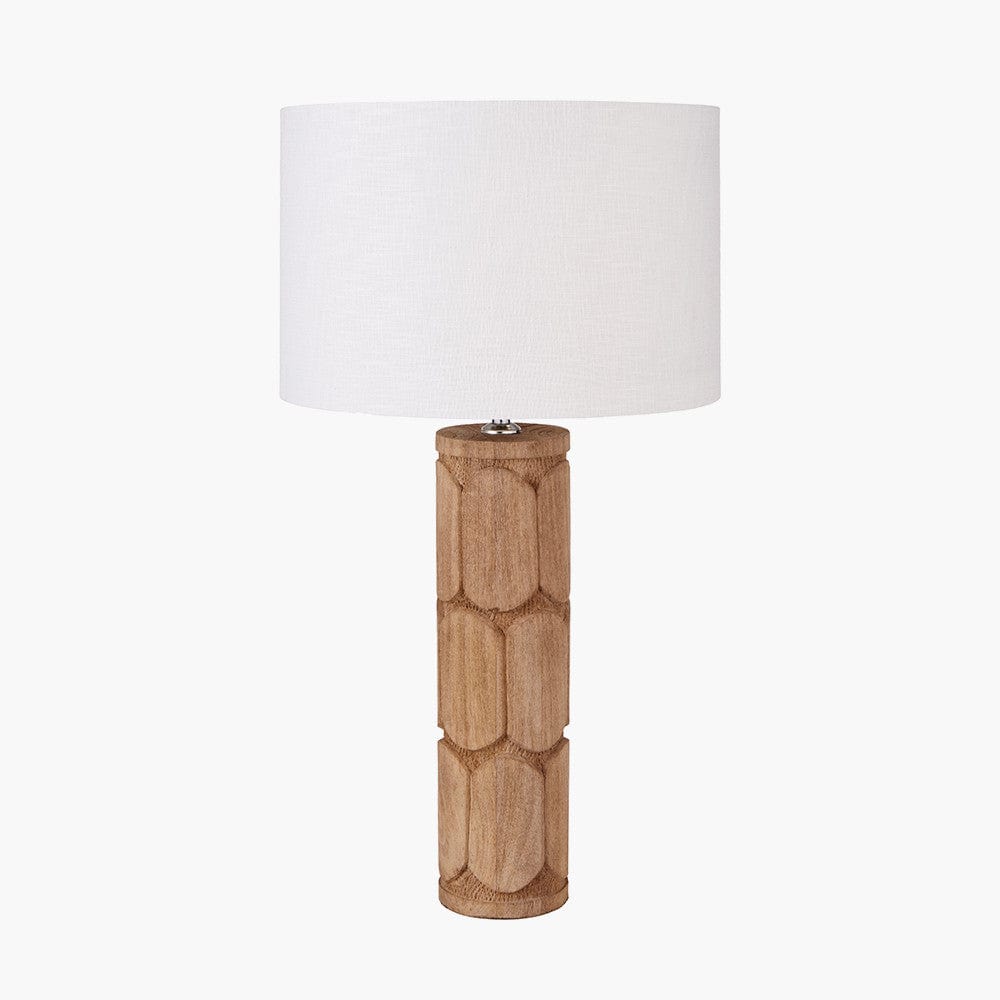 Aurelia Embossed Natural Wood Tall Table Lamp Base.