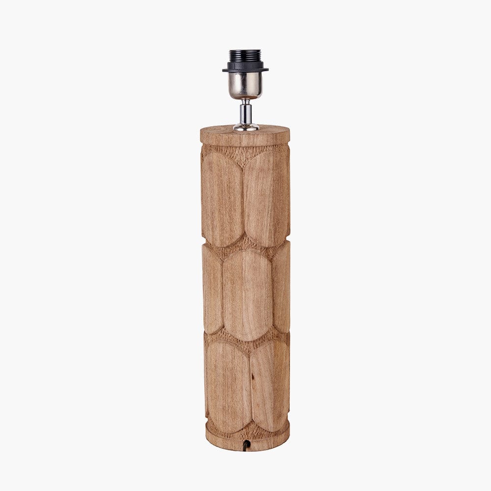 Aurelia Embossed Natural Wood Tall Table Lamp Base.