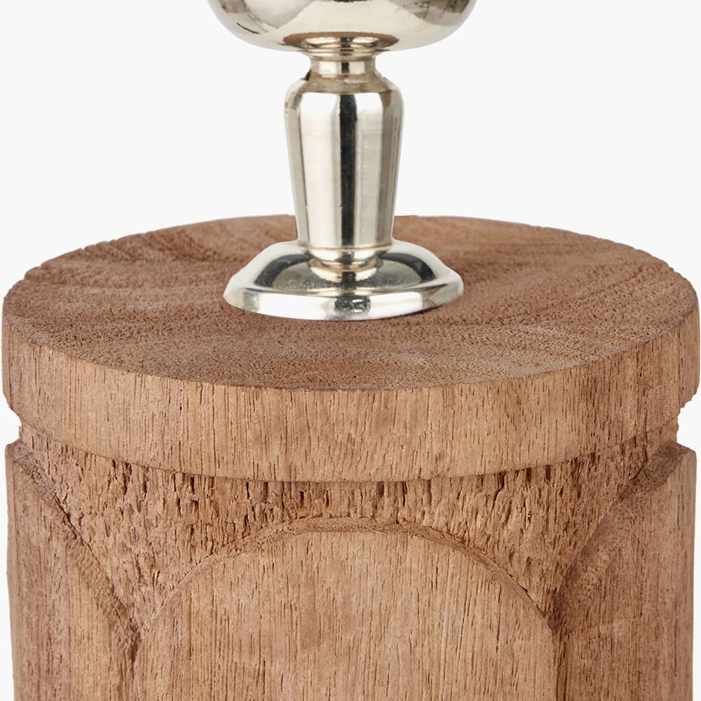 Pacific Lifestyle Lighting Aurelia Embossed Natural Wood Tall Table Lamp Base with Edward 35cm Natural Linen Cylinder Lampshade House of Isabella UK