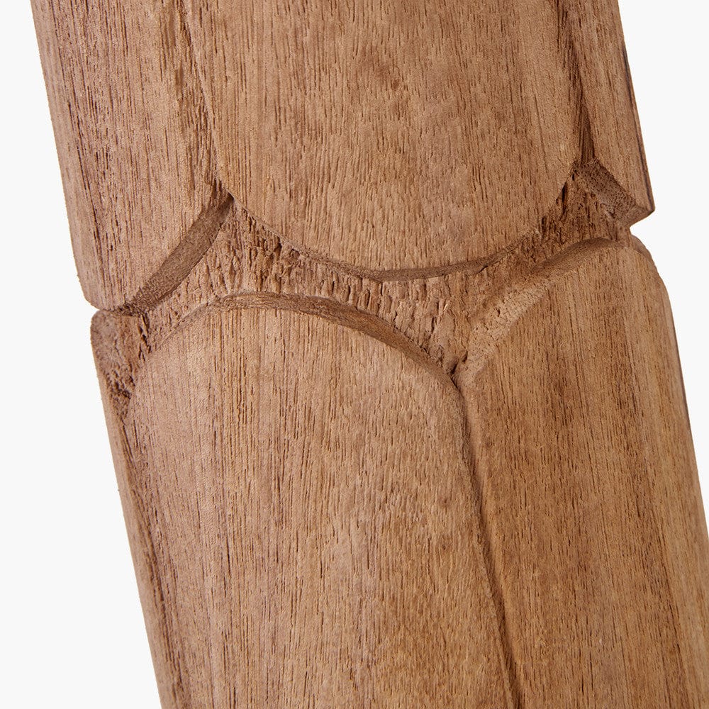 Aurelia Embossed Natural Wood Tall Table Lamp Base with Lino 35cm White Self Lined Linen Cylinder Lampshade.