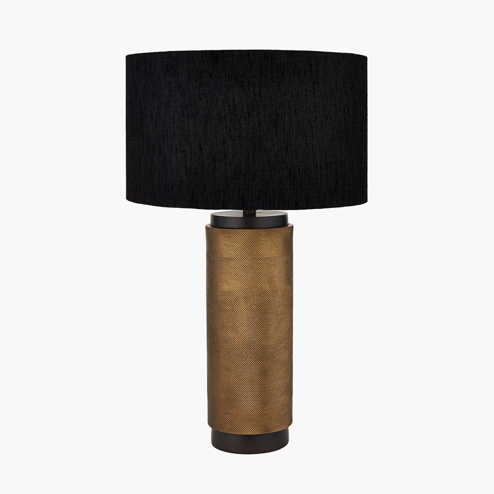 Aurelio Brass and Black Metal Textured Table Lamp.