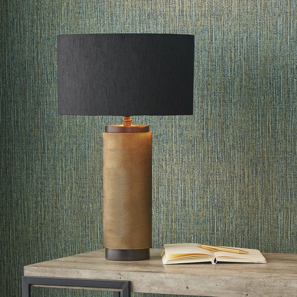 Aurelio Brass and Black Metal Textured Table Lamp.
