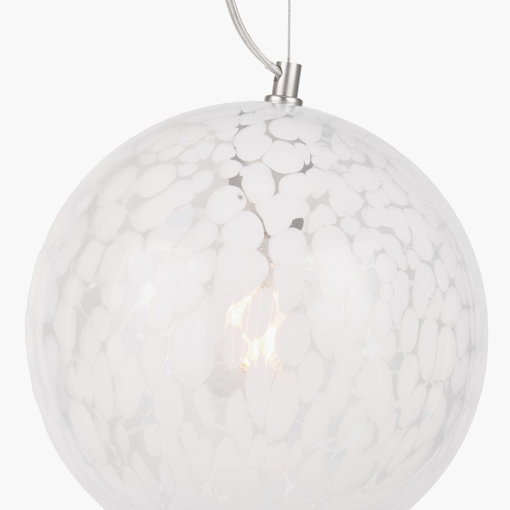 Aurora Speckled White Glass Pendant.