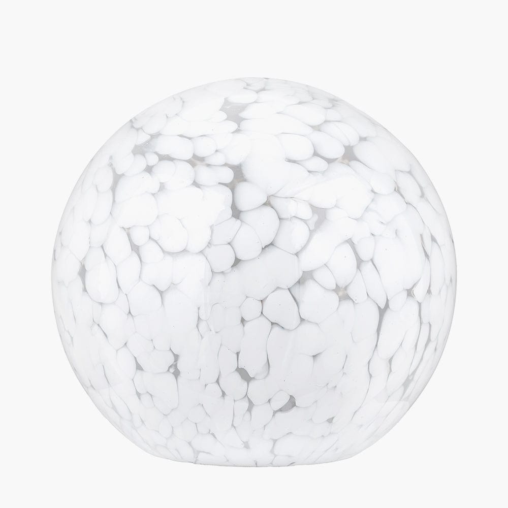 Aurora Speckled White Glass Spherical Table Lamp.
