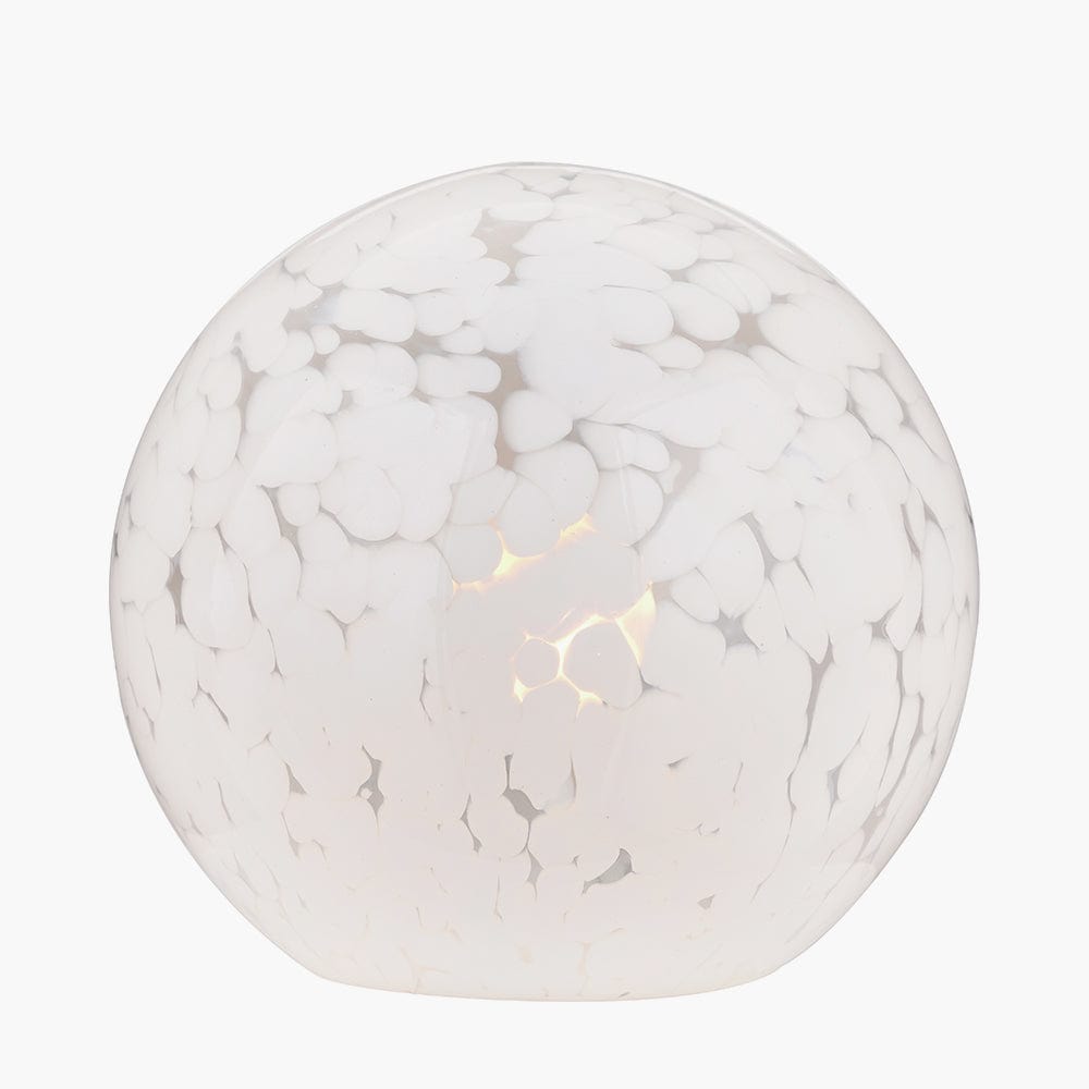 Aurora Speckled White Glass Spherical Table Lamp.