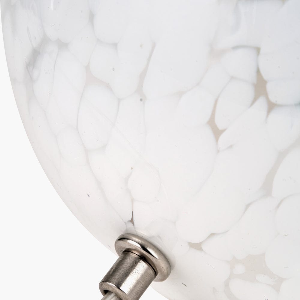 Aurora Speckled White Glass Spherical Table Lamp.