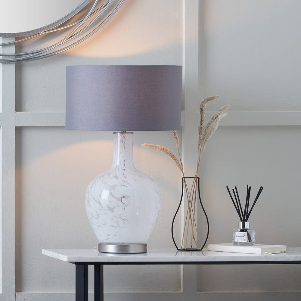 Aurora Speckled White Glass Table Lamp.