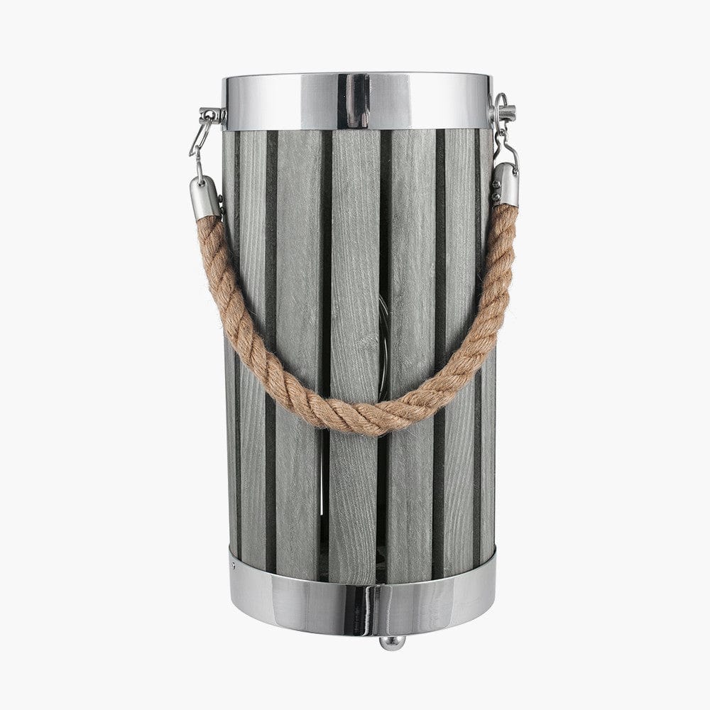 Pacific Lifestyle Lighting Austell Grey Wash Wood Small Lantern Table Lamp House of Isabella UK