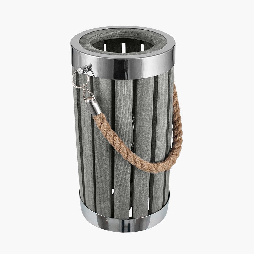 Pacific Lifestyle Lighting Austell Grey Wash Wood Small Lantern Table Lamp House of Isabella UK