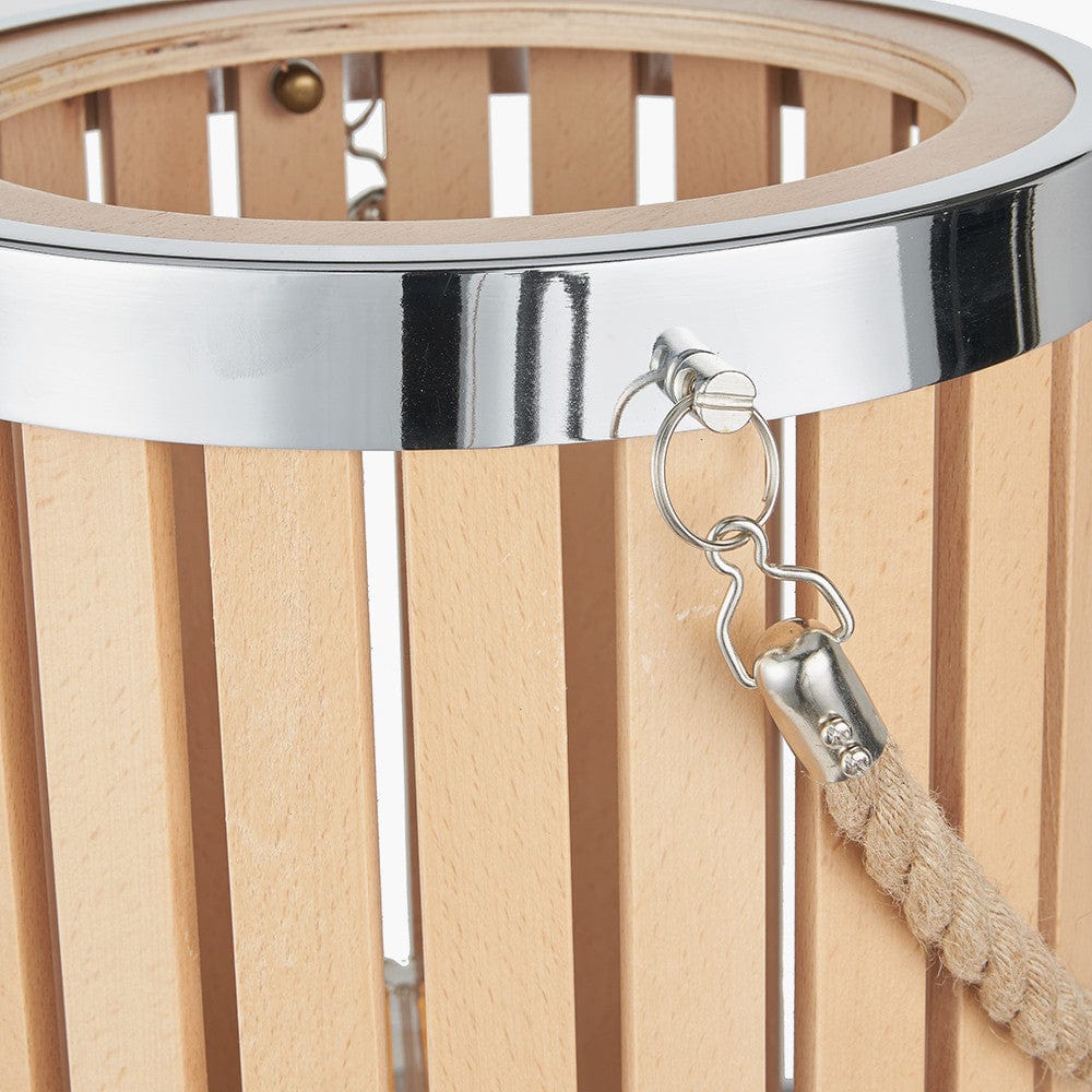 Austell Natural Wood Large Lantern Floor Lamp.