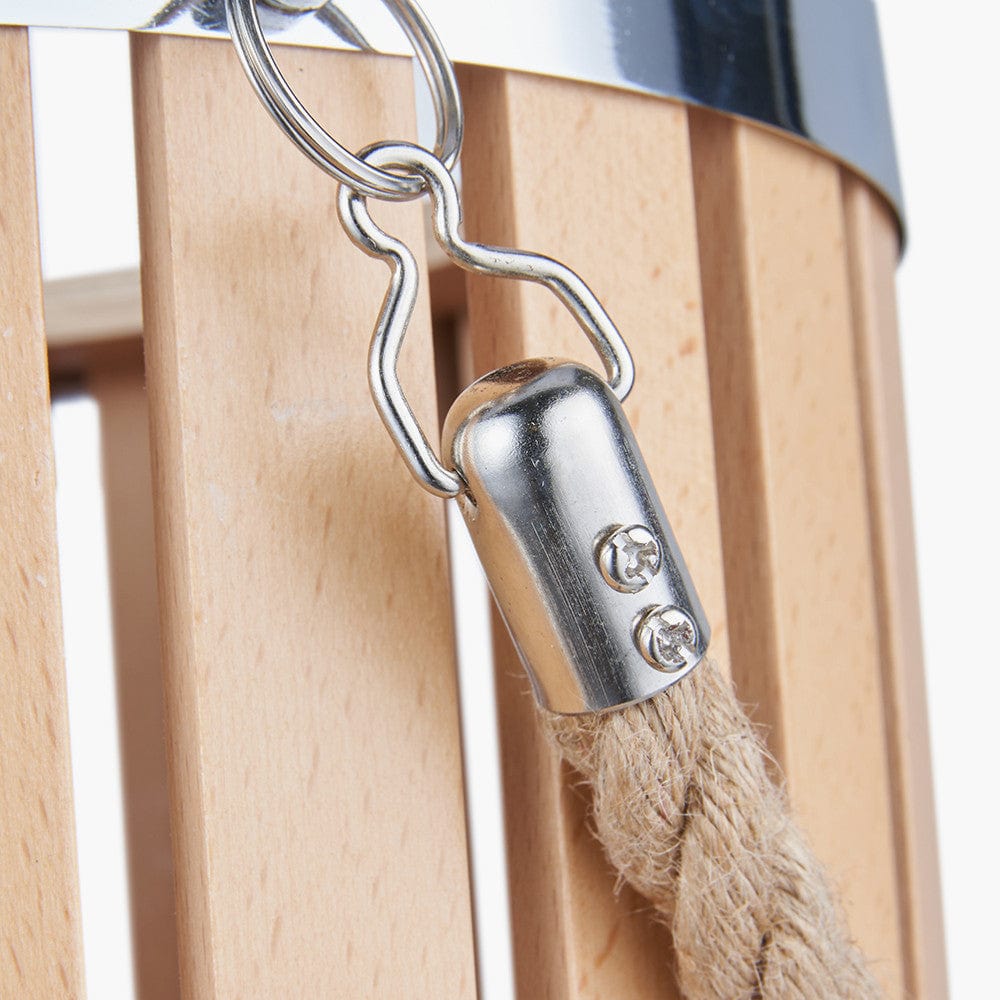 Austell Natural Wood Large Lantern Floor Lamp.