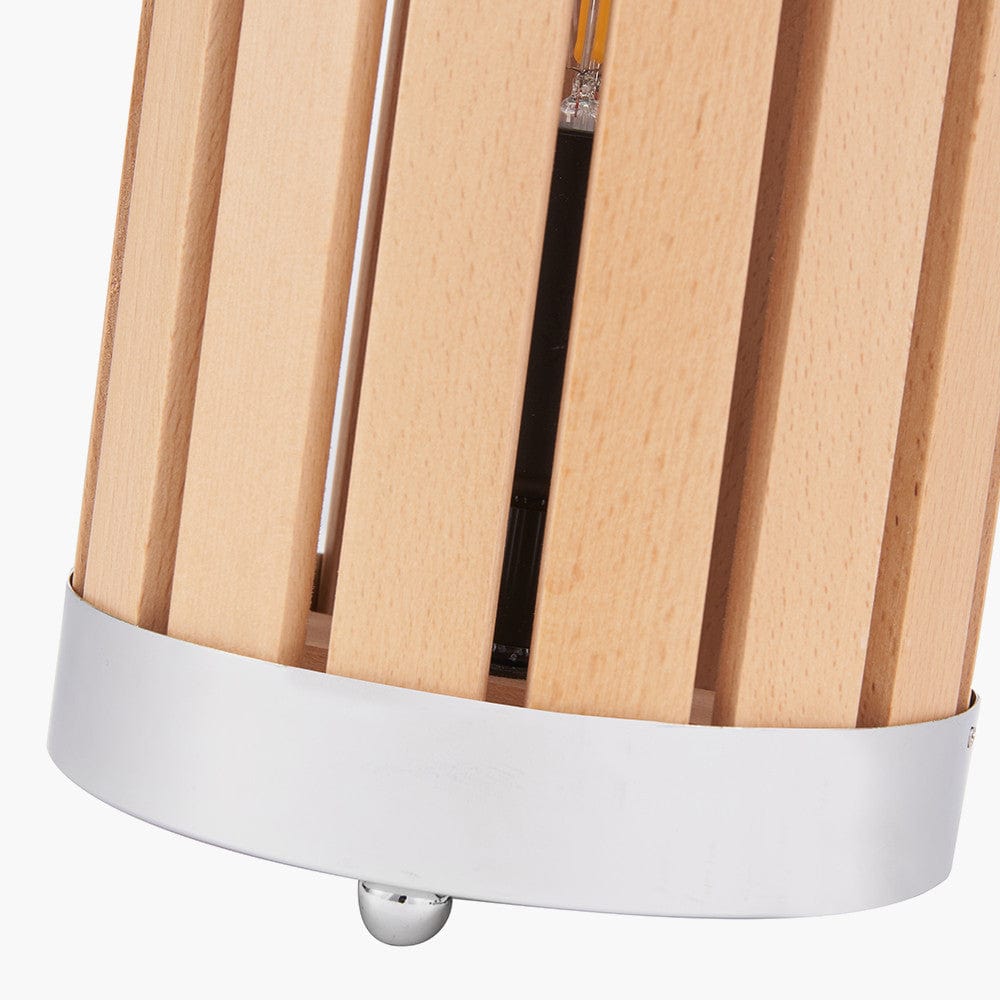 Austell Natural Wood Small Lantern Table Lamp.