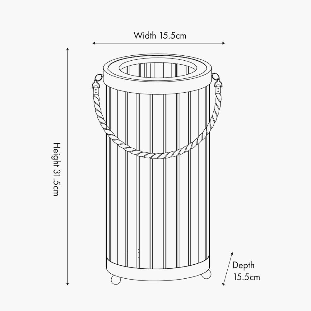 Austell Natural Wood Small Lantern Table Lamp.