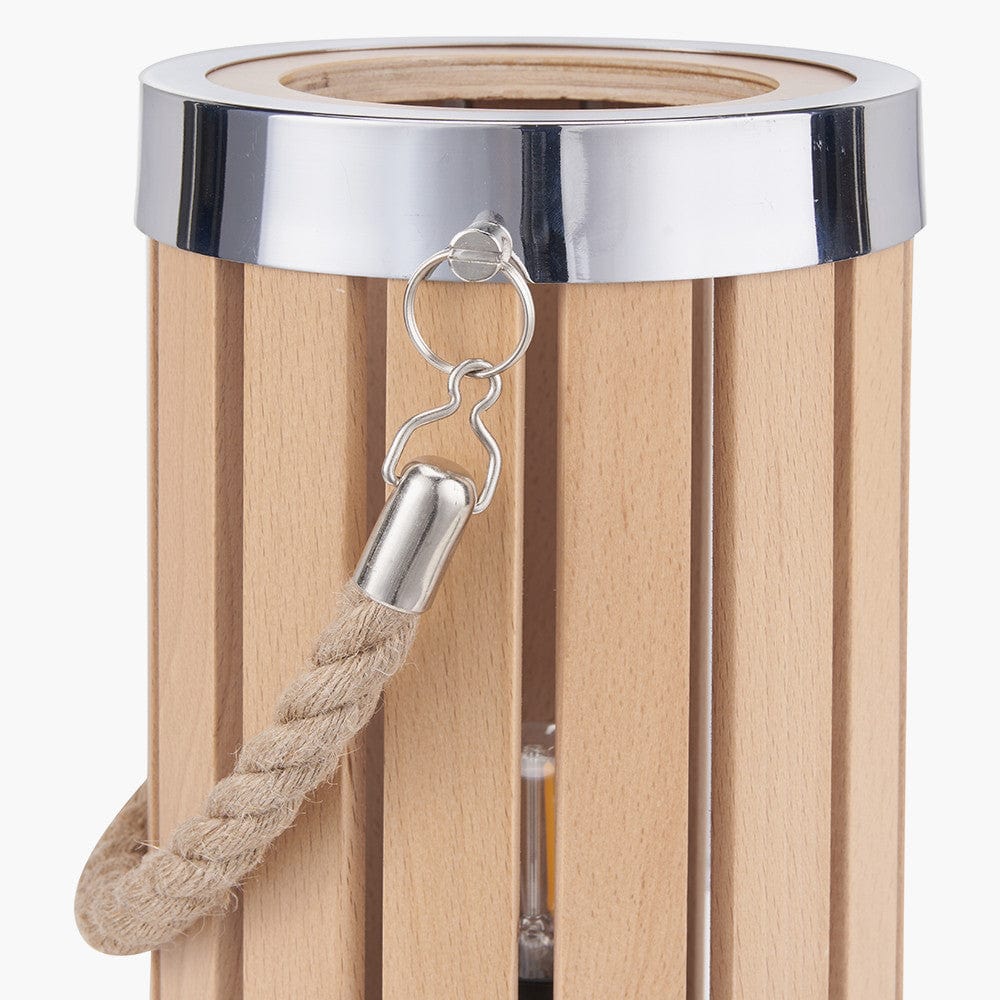 Austell Natural Wood Small Lantern Table Lamp.