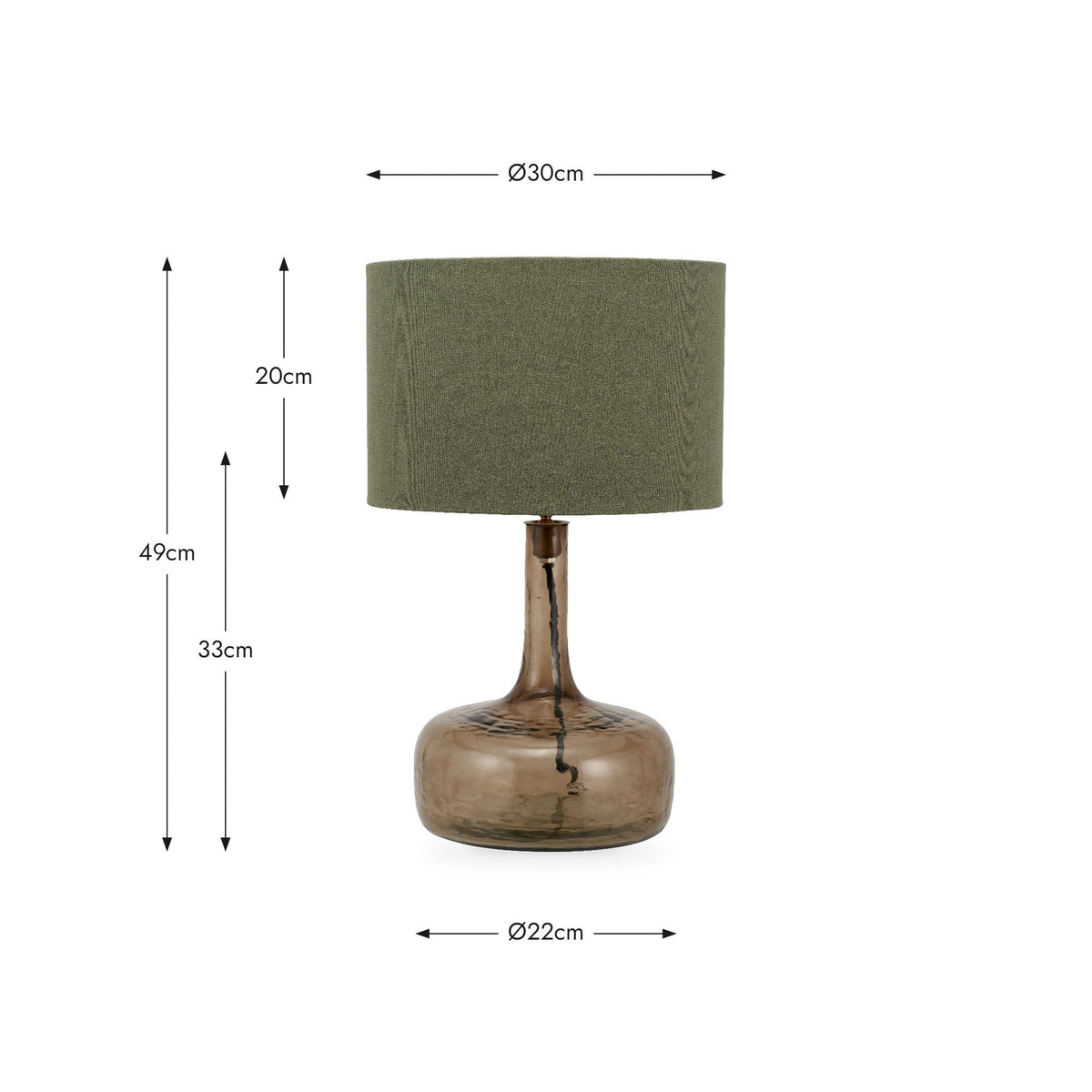 Pacific Lifestyle Lighting Avani Olive Glass Bottle Table Lamp House of Isabella UK