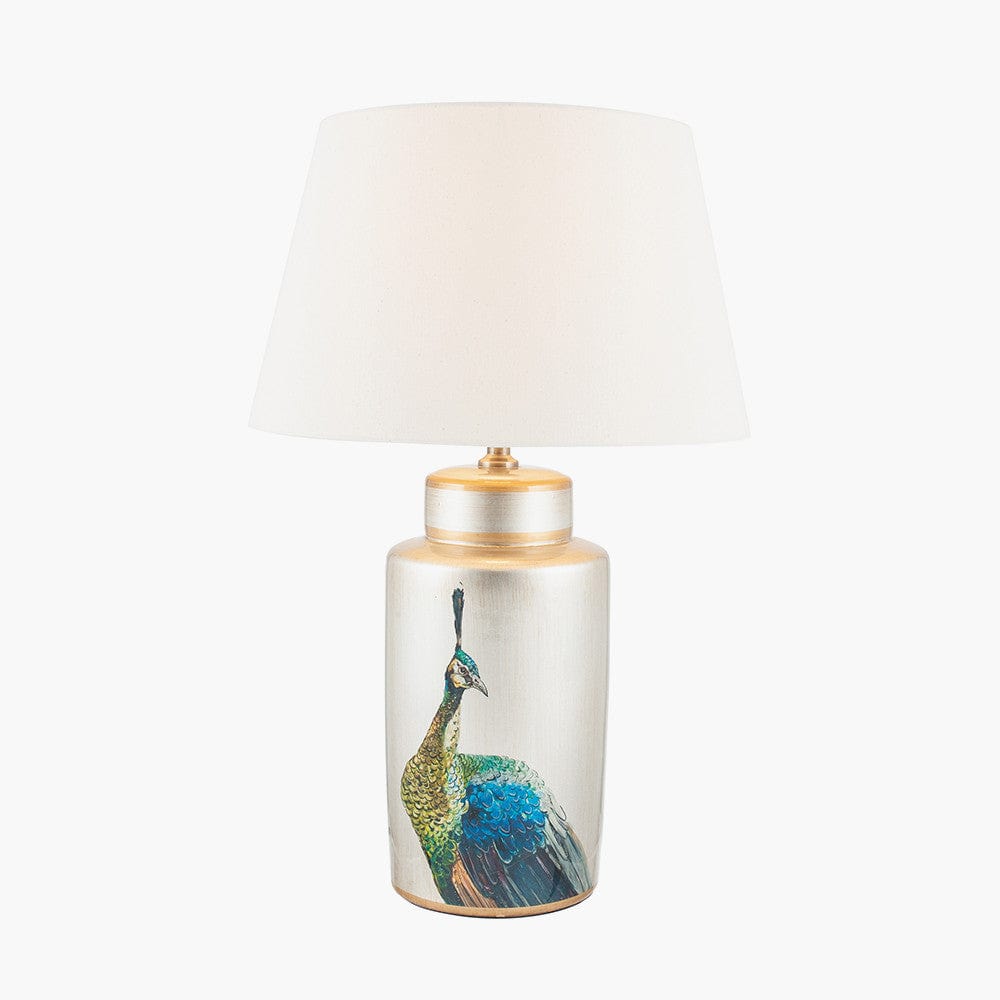 Avas Peacock Tall Silver Ceramic Table Lamp - Base Only.
