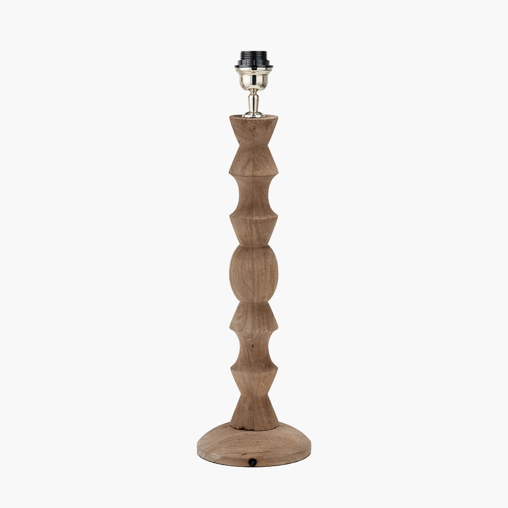 Pacific Lifestyle Lighting Ayra Natural Modernist Large Turned Wood Table Lamp Base House of Isabella UK