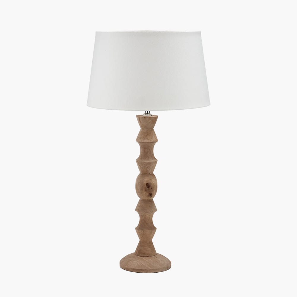 Pacific Lifestyle Lighting Ayra Natural Modernist Large Turned Wood Table Lamp Base House of Isabella UK