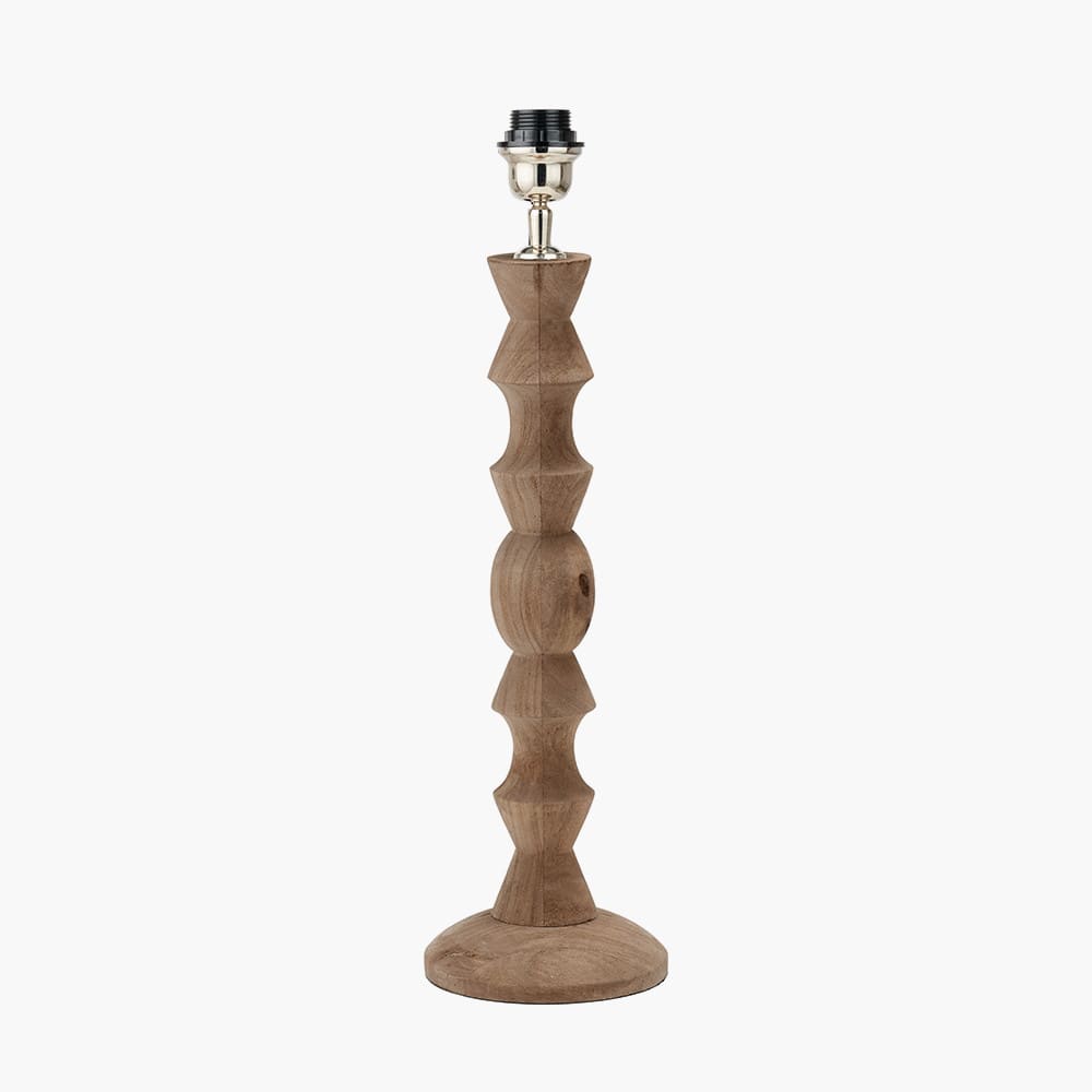 Pacific Lifestyle Lighting Ayra Natural Modernist Large Turned Wood Table Lamp Base House of Isabella UK