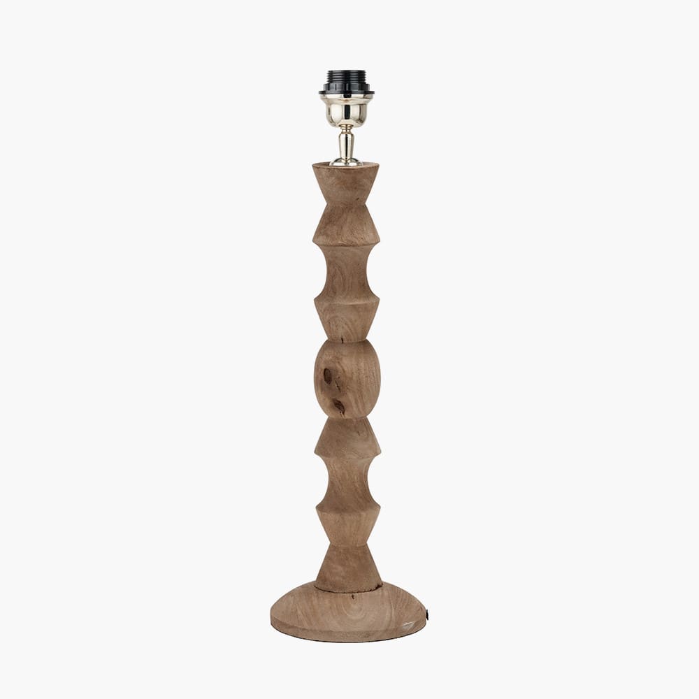 Pacific Lifestyle Lighting Ayra Natural Modernist Large Turned Wood Table Lamp Base House of Isabella UK