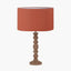Pacific Lifestyle Lighting Ayra Natural Modernist Turned Wood Table Lamp Base with Henry 35cm Tobacco Handloom Cylinder Lampshade House of Isabella UK