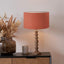 Pacific Lifestyle Lighting Ayra Natural Modernist Turned Wood Table Lamp Base with Henry 35cm Tobacco Handloom Cylinder Lampshade House of Isabella UK