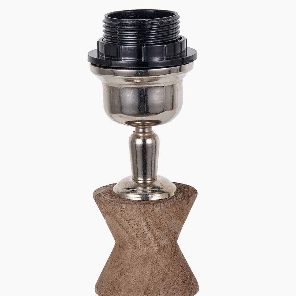 Pacific Lifestyle Lighting Ayra Natural Modernist Turned Wood Table Lamp Base with Thiago 35cm Cinnamon Stripe Mushroom Pleat Tapered Lampshade House of Isabella UK
