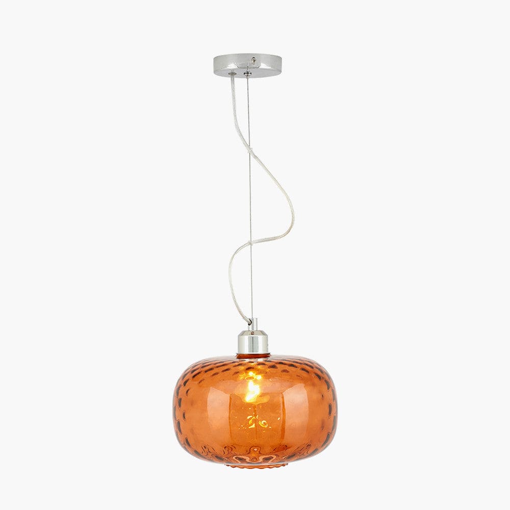 Azores Orange Textured Glass Oval Pendant.