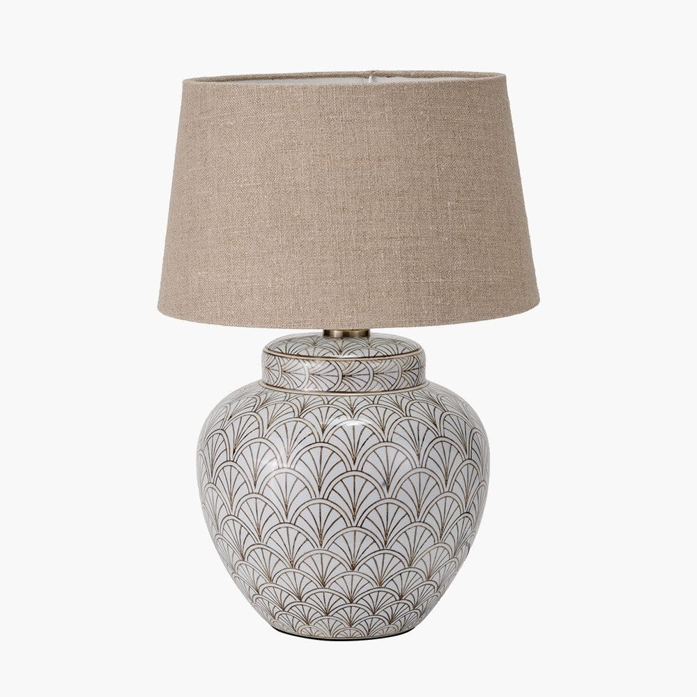 Pacific Lifestyle Lighting Barbier White Art Deco Fan Ceramic Table Lamp Base House of Isabella UK