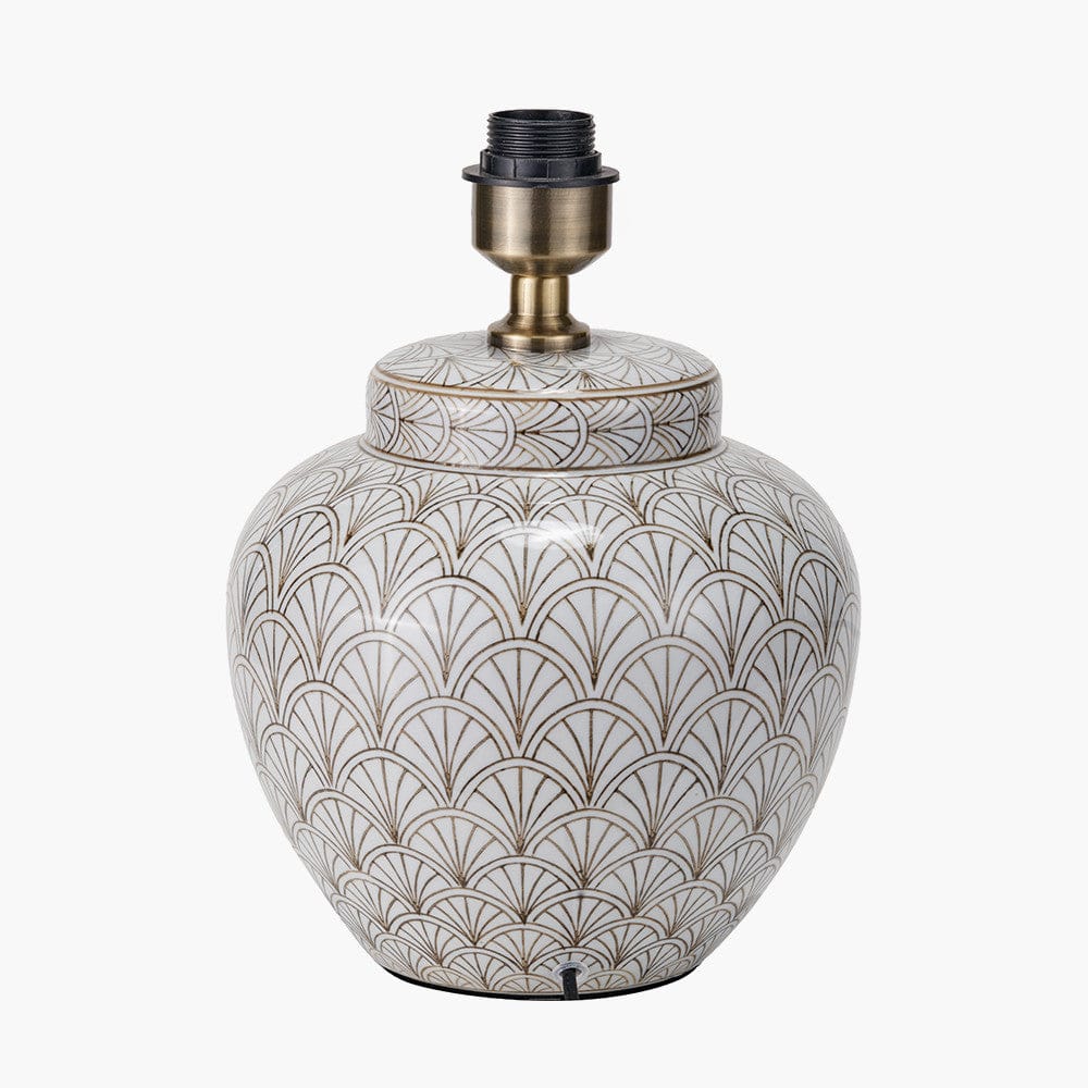 Pacific Lifestyle Lighting Barbier White Art Deco Fan Ceramic Table Lamp Base House of Isabella UK