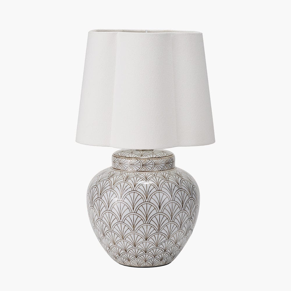 Pacific Lifestyle Lighting Barbier White Art Deco Fan Ceramic Table Lamp Base House of Isabella UK