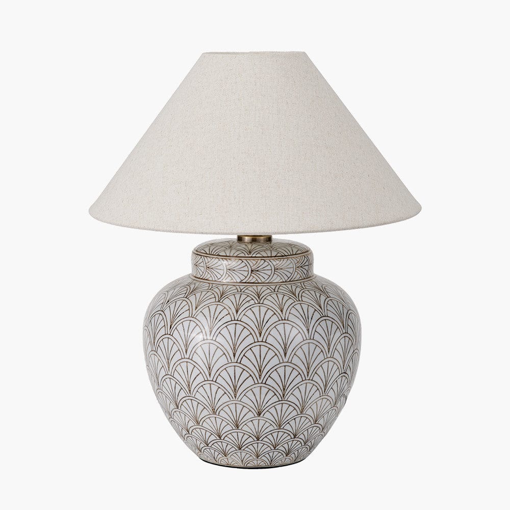 Pacific Lifestyle Lighting Barbier White Art Deco Fan Ceramic Table Lamp Base House of Isabella UK