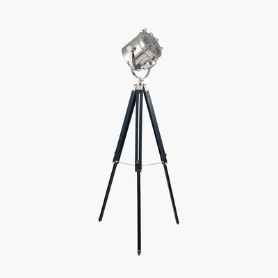 Pacific Lifestyle Lighting Beckett Black and Silver Tripod Marine Floor Lamp House of Isabella UK