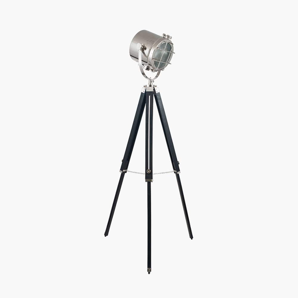 Pacific Lifestyle Lighting Beckett Black and Silver Tripod Marine Floor Lamp House of Isabella UK