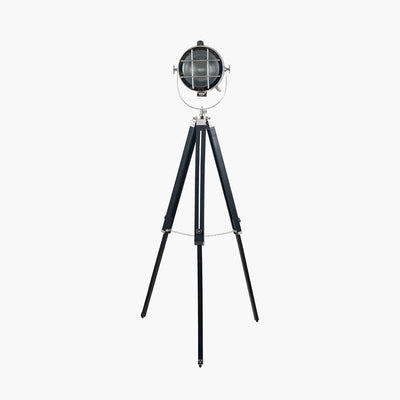 Pacific Lifestyle Lighting Beckett Black and Silver Tripod Marine Floor Lamp House of Isabella UK