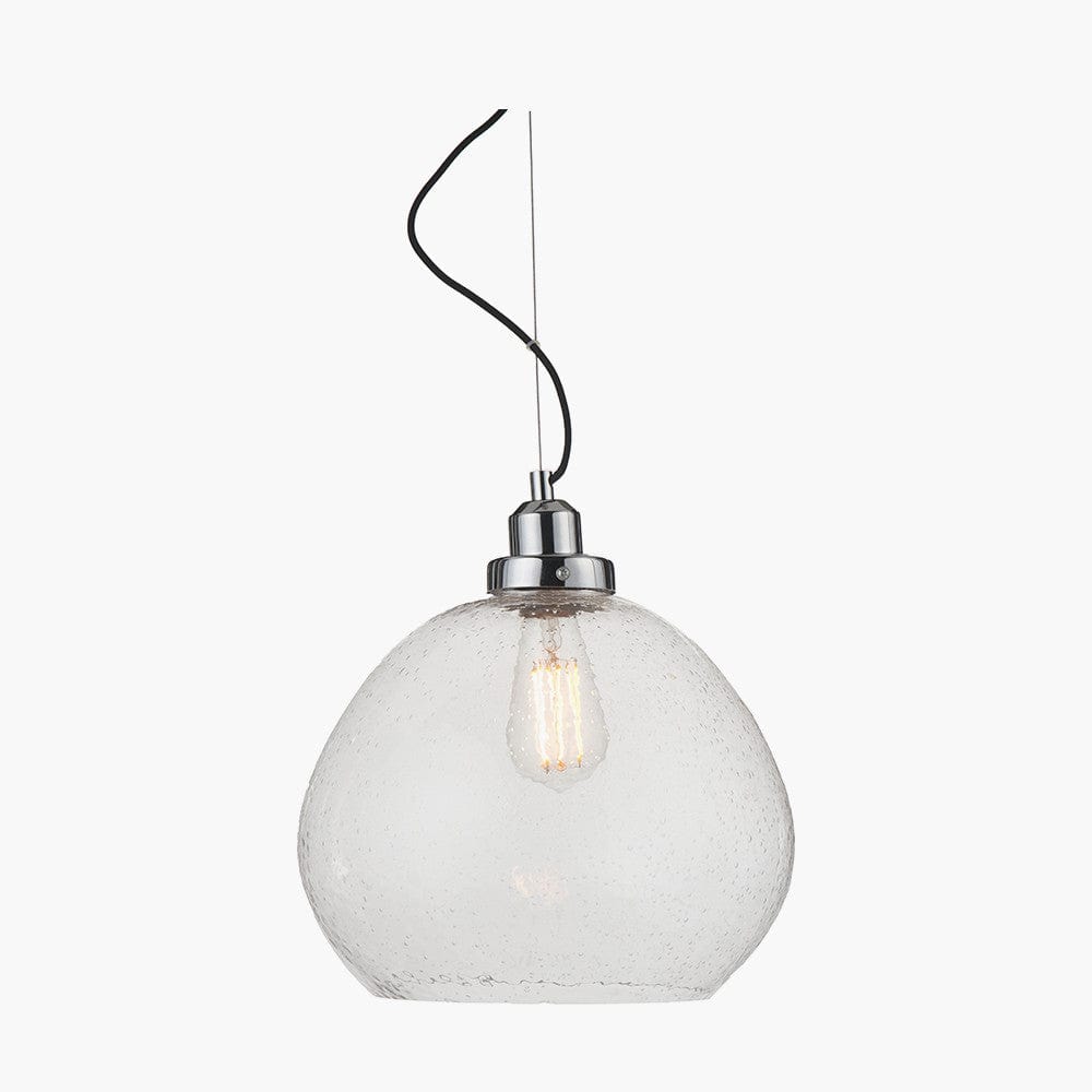 Beja Organic Shape Clear Bubble Glass Pendant.