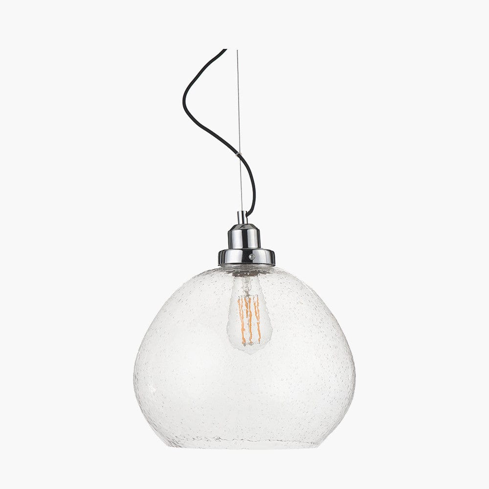 Beja Organic Shape Clear Bubble Glass Pendant.