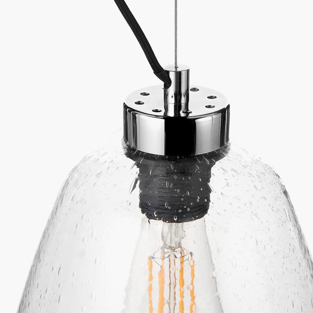 Beja Organic Shape Tall Clear Bubble Glass Pendant.