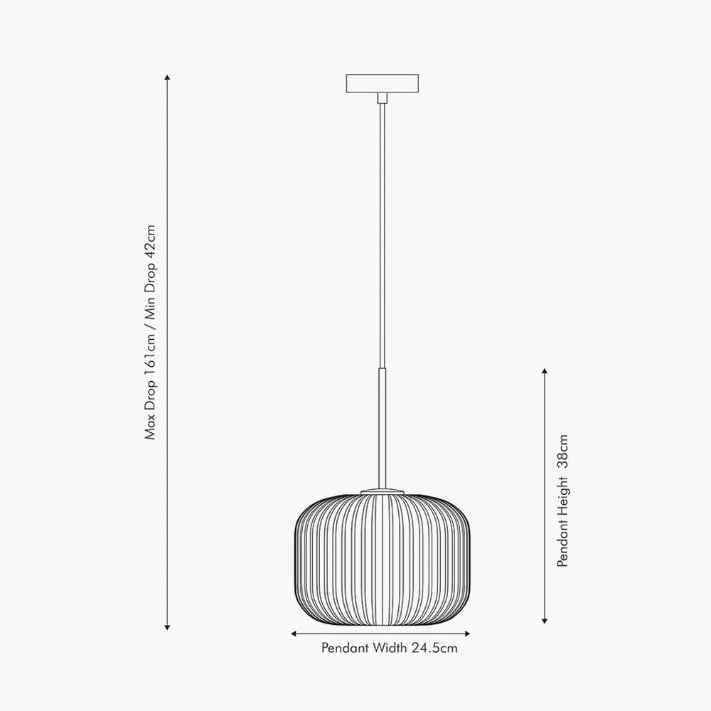 Bella White Glass and Gold Metal Ribbed Squoval Pendant.
