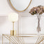 Bella White Ribbed Glass and Gold Metal Squoval Table Lamp.