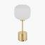 Bella White Ribbed Glass and Gold Metal Squoval Table Lamp.