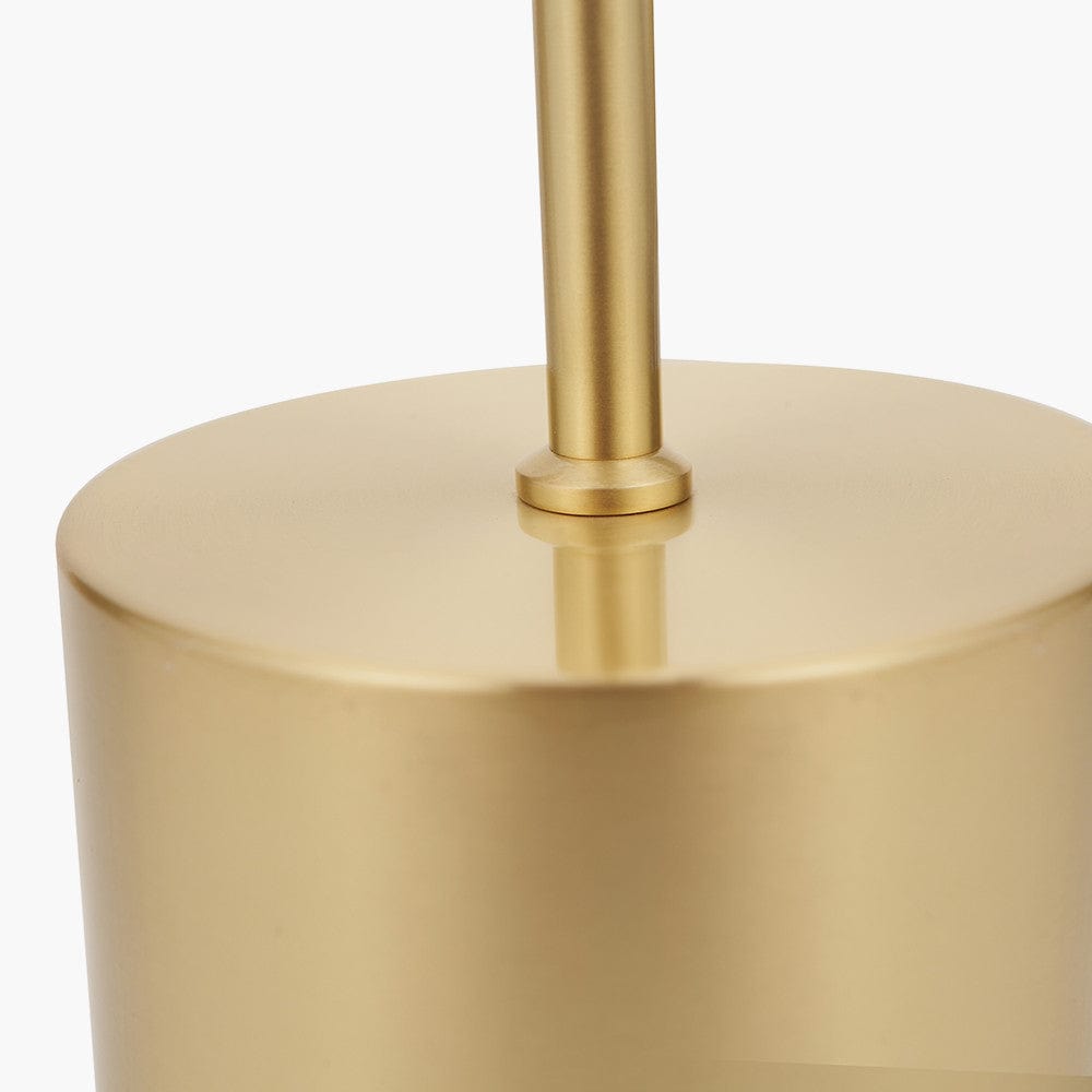 Bella White Ribbed Glass and Gold Metal Squoval Table Lamp.