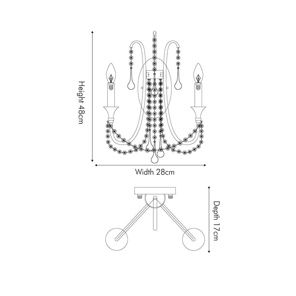 Pacific Lifestyle Lighting Belle Antique Silver Leaf Metal & Beaded 2 Light Wall Light House of Isabella UK